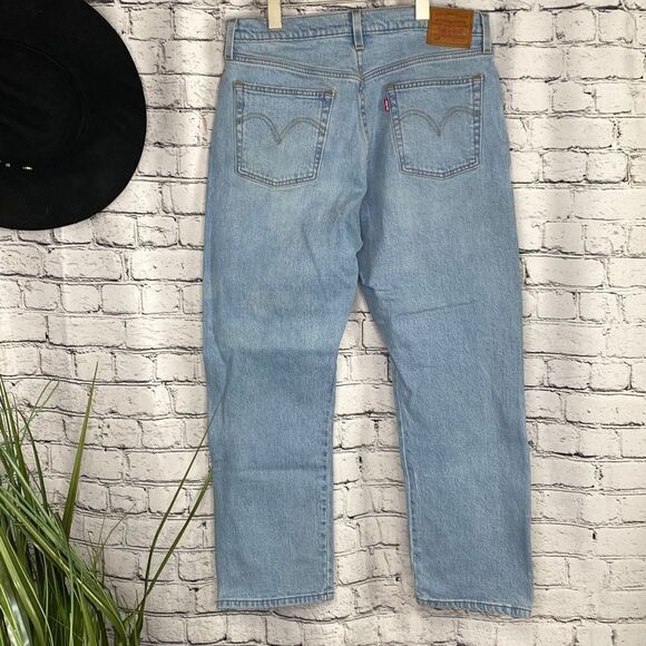 LEVIS 501 Original Sport Stripe Cropped High-Rise Straight Logo Leg Jeans 32/26 - Picture 9 of 16